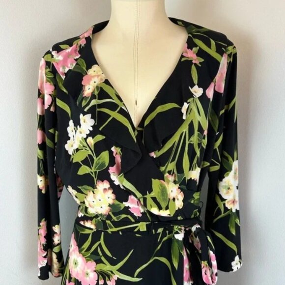 Sz 12 Tommy Hilfiger Long Sleeve Wrap Dress - Picture 2 of 10